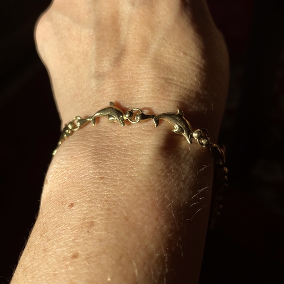14k Italian gold dolphin bracelet - Picture 2 of 6